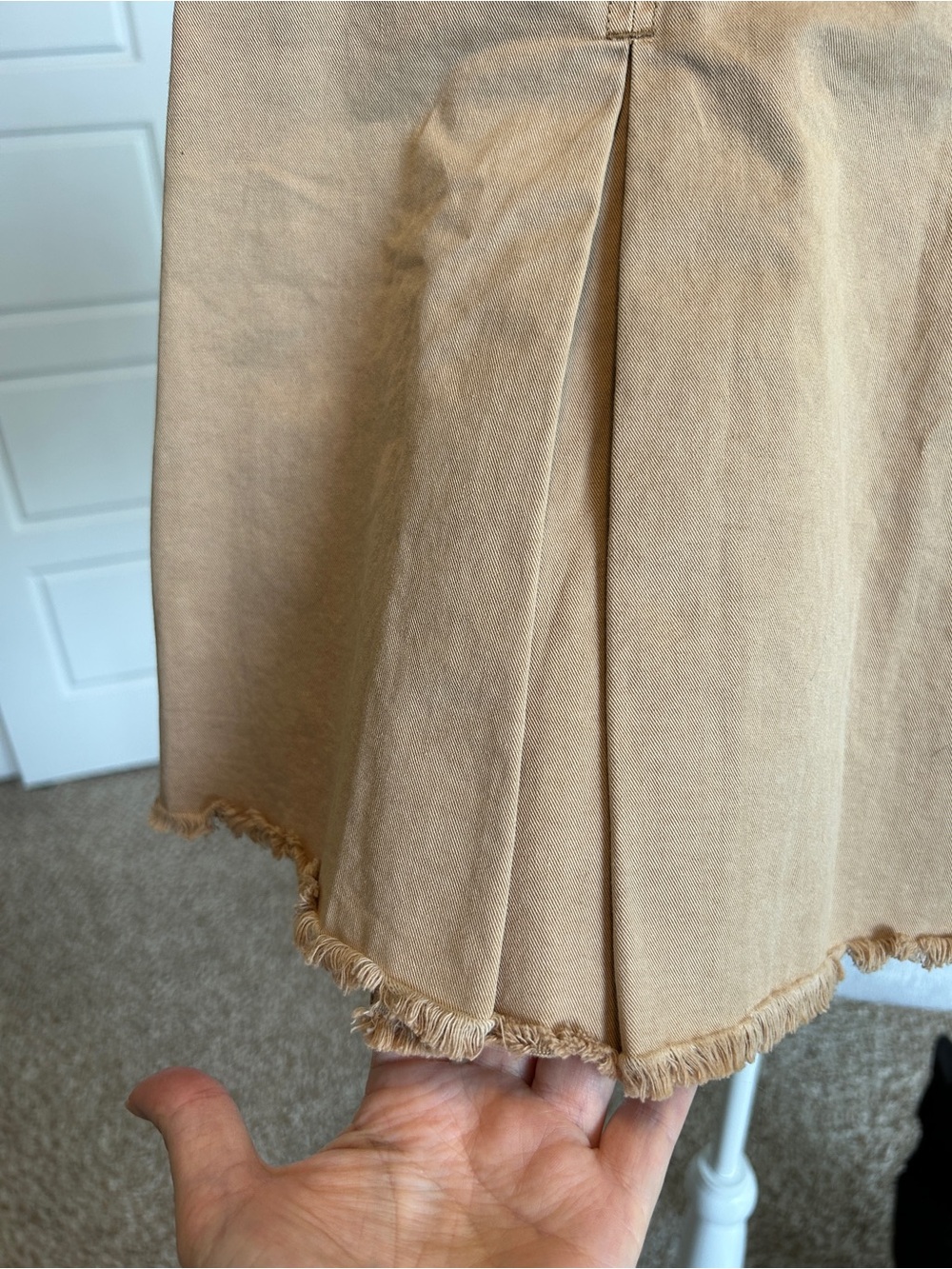 FREE PEOPLE Khaki Cotton Pleated Schoolgirl Mini Skirt Size 8 - Picture 4 of 11
